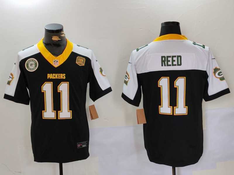 Mens Green Bay Packers #11 Jayden Reed Black White 2024 F.U.S.E. Home Patch 13 Time World Champions Vapor Untouchable Limited Stitched Jerseys->green bay packers->NFL Jersey